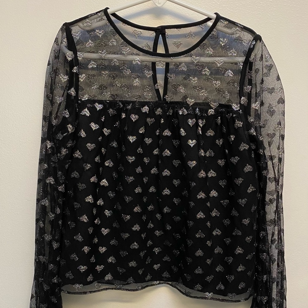Kids Milly silver heart black top
